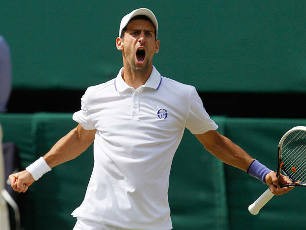 Novak Djokovic celebrates 