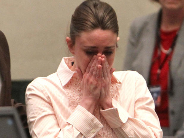 Casey Anthony reacts after the jury acquitted her of murdering her daughter, Caylee, 
