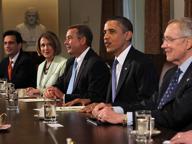 Obama with senior lawmakers in the Cabinet Room 