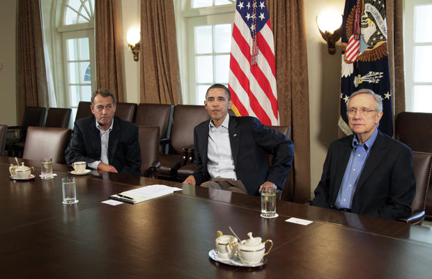 President Obama, House Speaker John Boehner and Senate Majority Leader Harry Reid 