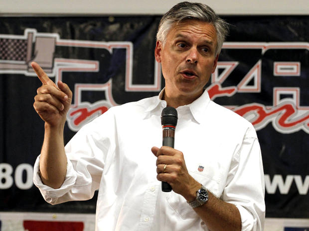 Republican presidential candidate Jon Huntsman speaks at a rally in West Valley City, Utah, July 16, 2011. Huntsman rode with the group of motorcycle riders as part of a campaign stop. 