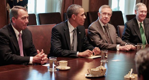 Barack Obama, John Boehner and Mitch McConnell 