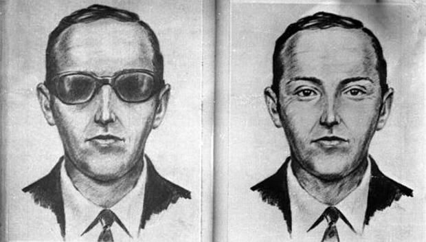 This is an artist's sketch of the skyjacker known as 'Dan Cooper' and 'D.B. Cooper', from the recollections of passengers and crew of a Northwest Orient Airlines jet he hijacked between Portland and Seattle, Nov. 24, 1971, Thanksgiving eve. 'Cooper' later parachuted from the plane with $200,000 in ransom money. Dead or alive, he has not been found. 