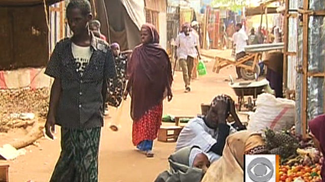 Scene from marketplace in world's largest refugee camp, in Dadaab, Kenya, across border from Somalia, from which residents flee to Dadaab to escape civil war, drought and famine. The camp functions like a city, Erica Hill reports. 
