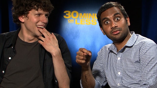 Jesse Eisenberg, Aziz Ansari crack jokes in "30 Minutes or Less" 