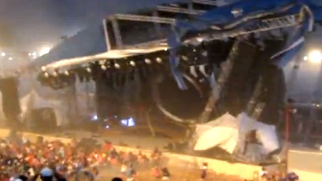 A stage collapses at the Indiana State Fair, killing five and injuring dozens of fans waiting for the country band Sugarland to perform, in Indianapolis as seen in this Aug. 13, 2011, frame grab from video provided by Jessica Silas. 