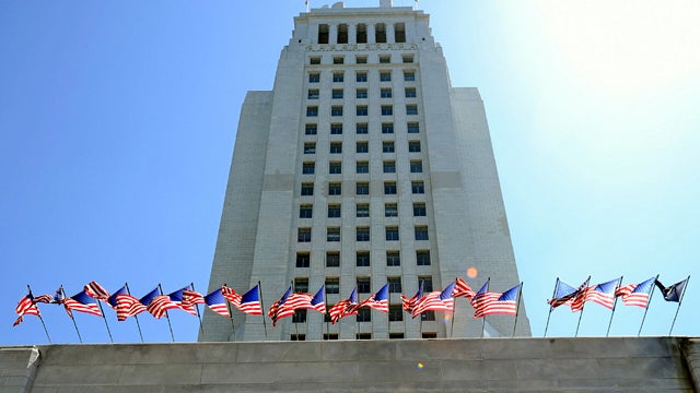 Los Angeles City Hall is seen Aug. 31, 2010, in Los Angeles. 