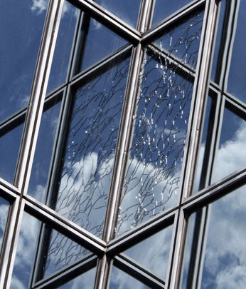 Cracks appear on the facade of a building on Market Street in downtown Philadelphia following an earthquake along the East coast  Aug. 23, 2011. 