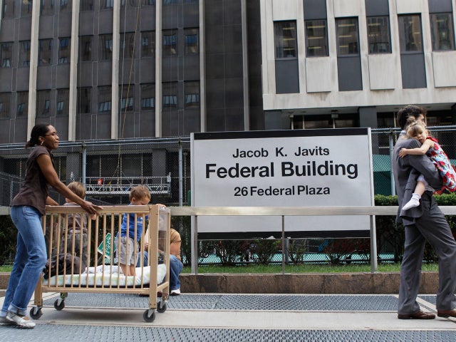 Children are evacuated from the Jacob K. Javits Federal building in New York on Aug. 23, 2011 after an earthquake centered northwest of Richmond, Va. was felt. 