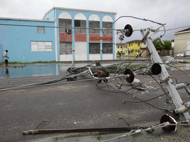 Power lines downed by Irene in Nassau, Bahamas 