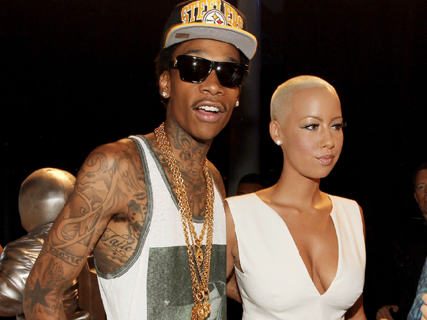 Rapper Wiz Khalifa and model Amber Rose at the 2011 MTV Video Music Awards at on Aug. 28, 2011, in Los Angeles. 