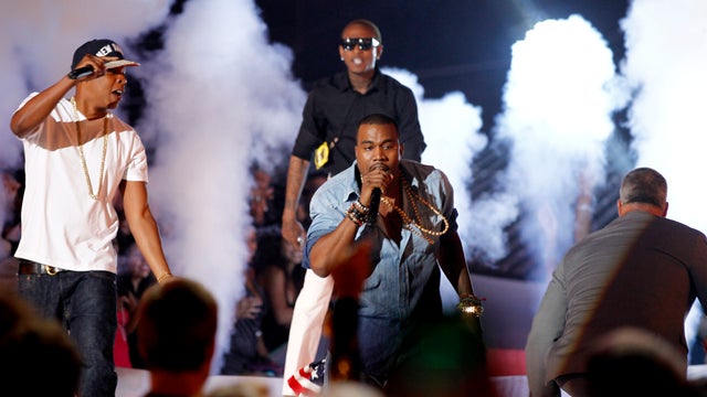 Jay-Z, left, and Kanye West perform at the MTV Video Music Awards on Sunday Aug. 28, 2011, in Los Angeles.  