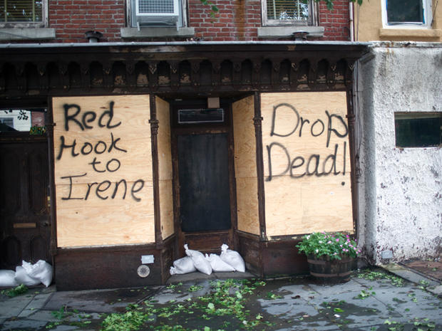 A sign welcoming Hurricane Irene  