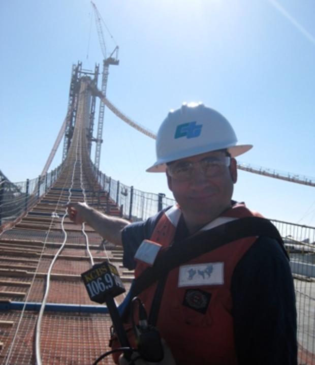 KCBS Reporter Doug Sovern on the new span of the Bay Bridge, August 29, 2011. (KCBS/Doug Sovern) 