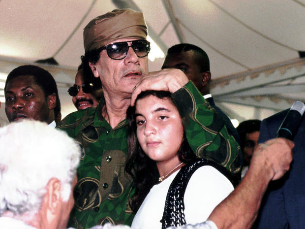 Muammar Qaddafi with his daughter Hana 