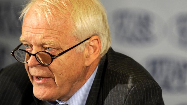 Thomas Hammarberg, the Council of Europe's human rights commissioner, gives a press conference in Moscow Sept. 10, 2009. 