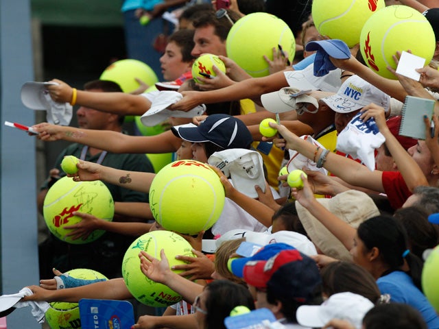 Fans wait for autographs 