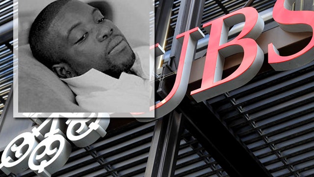 The London offices of investment bank UBS are seen with accused renegade trader Kweku Adoboli, inset. 