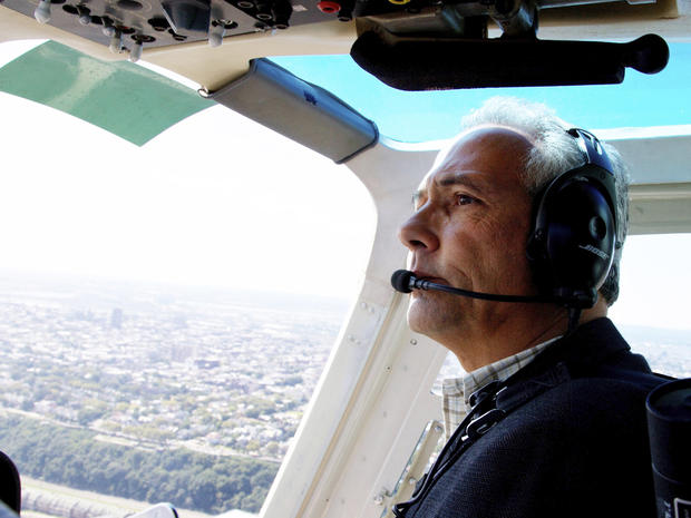 Pilot Paul Dudley seen flying over the Hudson River 