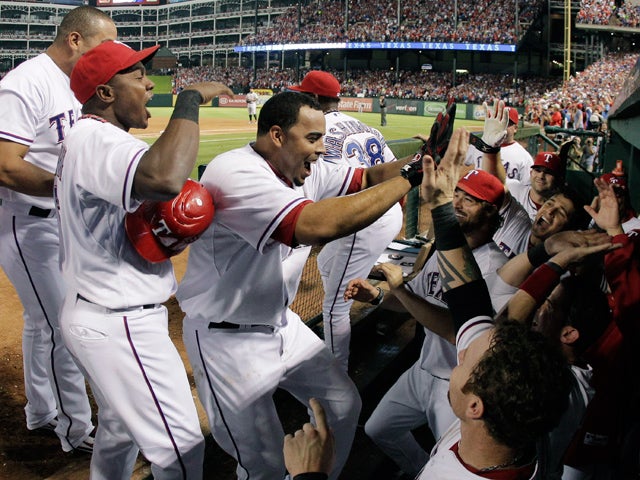 Nelson Cruz reacts after hitting a two-run home run 