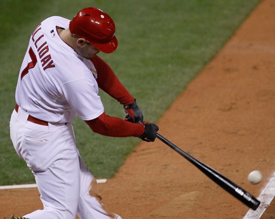 Matt Holliday hits a two-run scoring double 