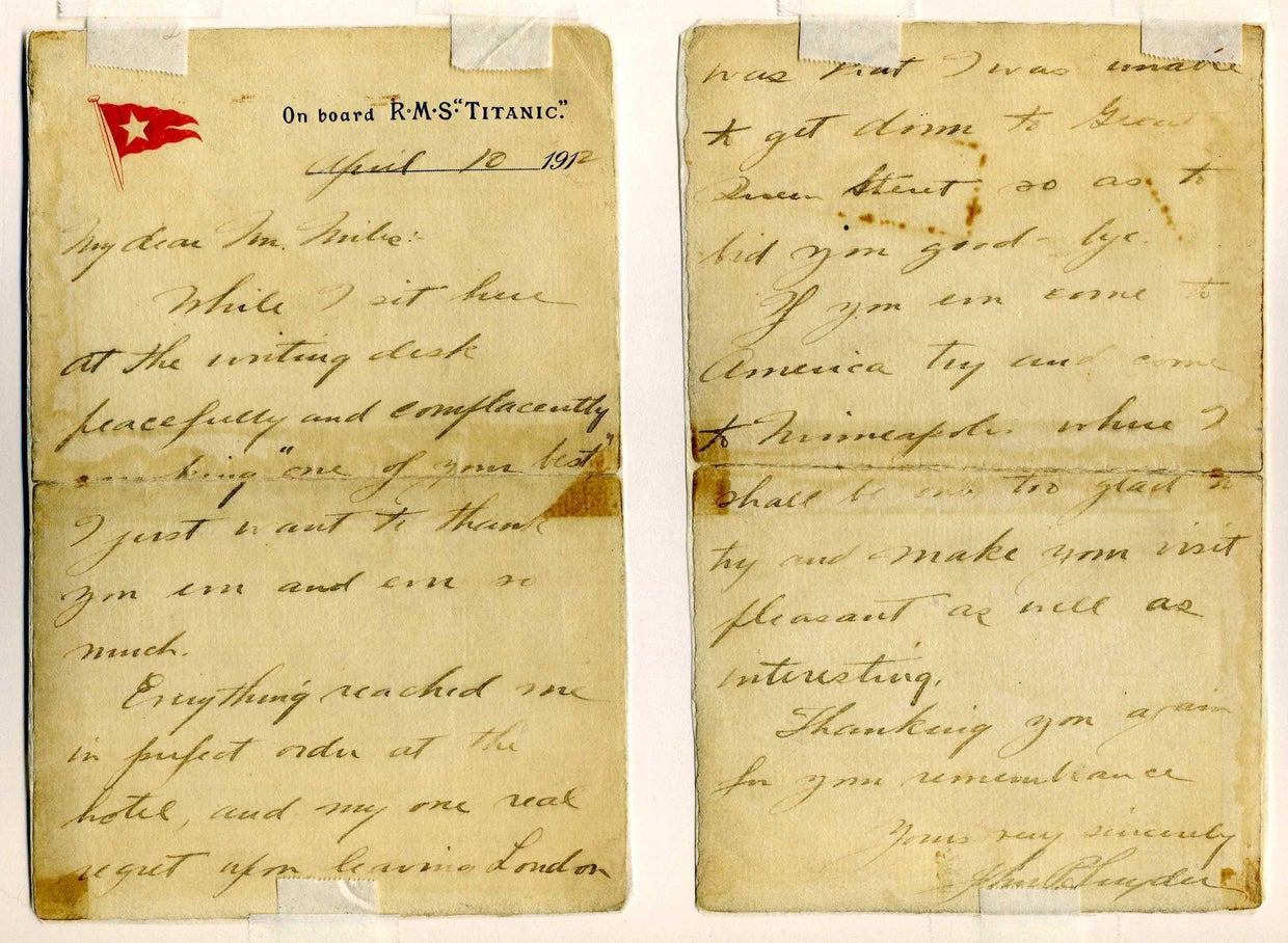 Rare Titanic photos, letters auctioned off