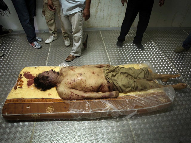 The body of Libyan dictator Muammar Qaddafi 