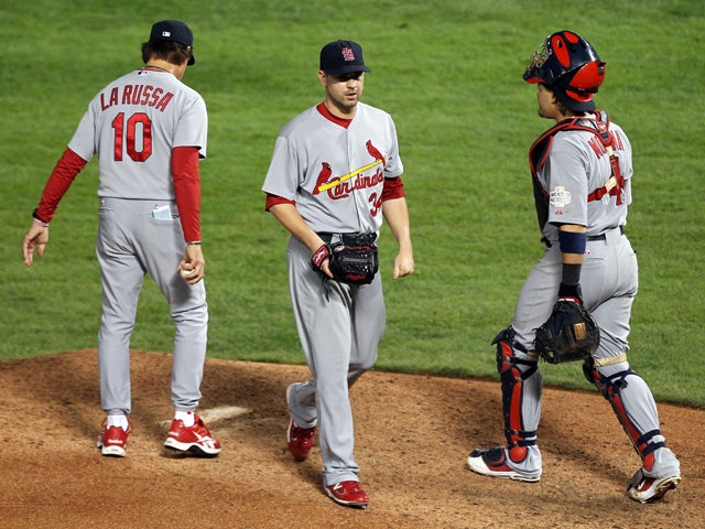 Marc Rzepczynski is removed by manager Tony La Russa 