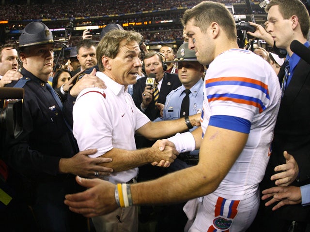 Nick Saban and Tim Tebow 