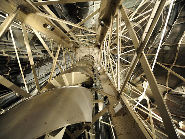 The winding staircase leading to the crown of the Statue of Liberty is seen during a media tour May 20, 2009. On July 4, 2009, the statue's crown was reopened to visitors for the first time since the Sept. 11, 2001, attacks on the World Trade Center. 