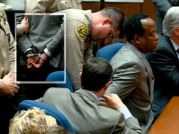 Conrad Murray getting handcuffed after quilty verdict 