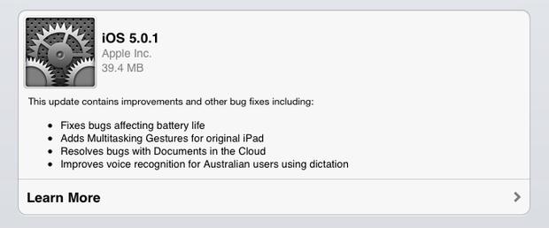 iOS 5.0.1. change log 