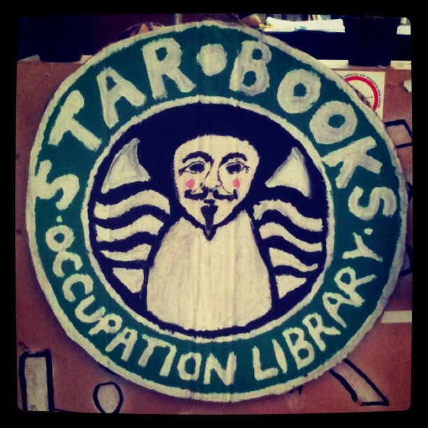 A sign for the Occupy Wall Street library  
