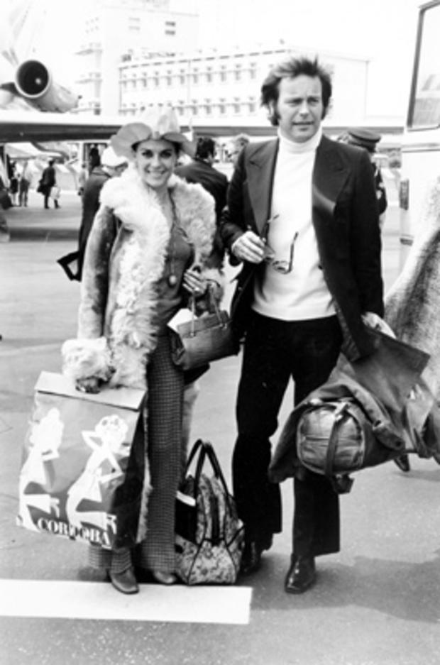 Actress Natalie Wood and actor Robert Wagner arrive at Nice airport in Nice, France on May 4, 1972.  