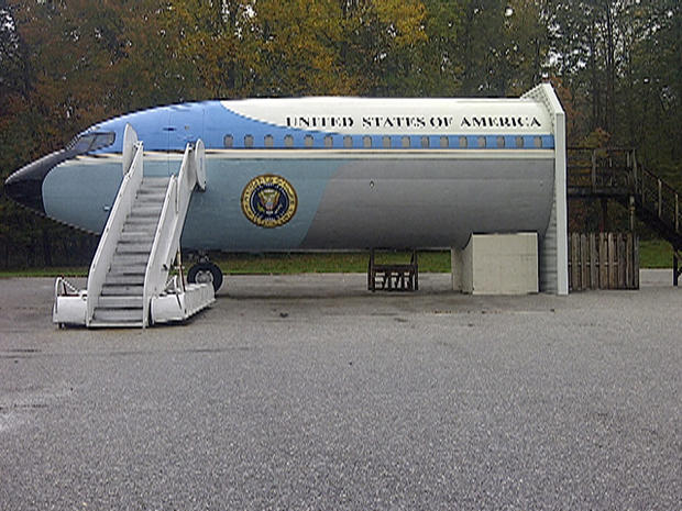A mock-up of Air Force One is seen at the Secret Service training ground. 