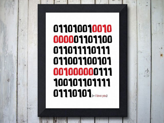 Binary I love you art  