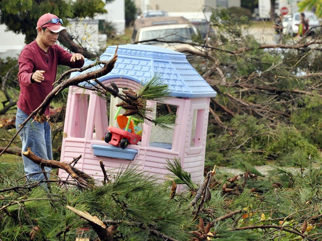 Mauricio Alvarez cleans up damage 