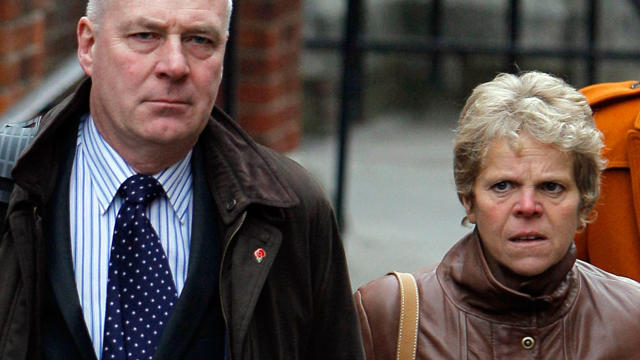 Bob and Sally Dowler, parents of murdered schoolgirl Milly, arrive to give evidence at the the Leveson inquiry in London, Monday, Nov. 21, 2011.  