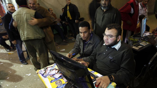 Muslim Brotherhood volunteers man computer stations in Cairo 