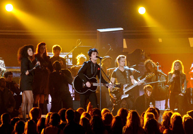 Green Day performs at the 52nd Annual Grammy Awards in 2010 
