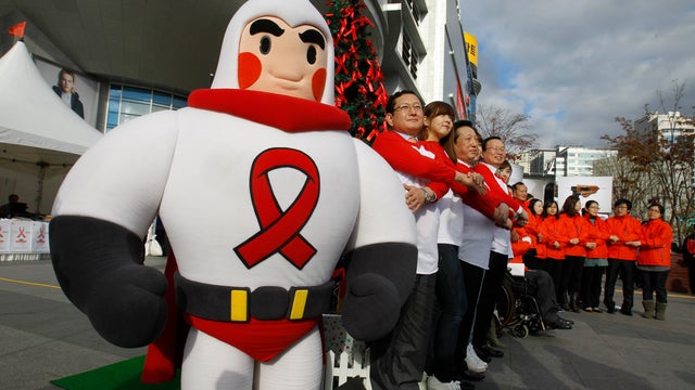 AIDS awareness camaigners in Seoul, South Korea 