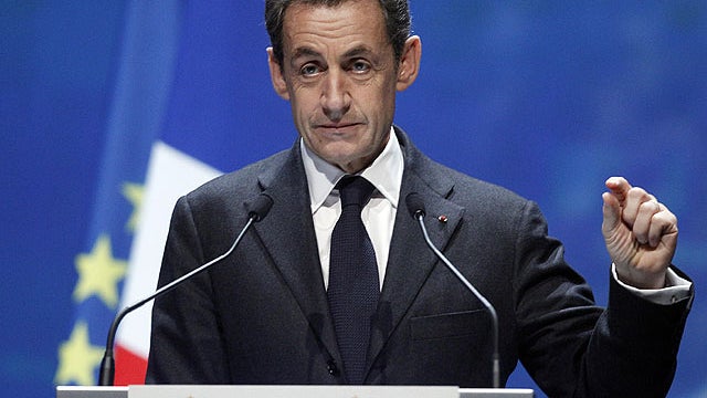 French President Nicolas Sarkozy addresses the 20th congress of the European People's Party, EPP, Dec. 8, 2011 in Marseille, southern France.  