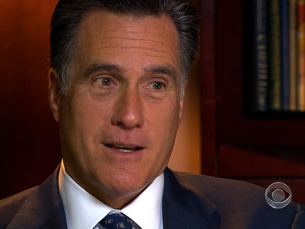 Republican presidential hopeful Mitt Romney is seen in an interview with CBS News, Dec. 14, 2011. 