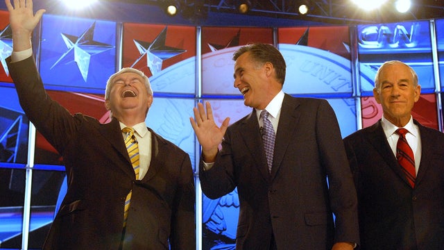 Newt Gingrich, Mitt Romney and Ron Paul 