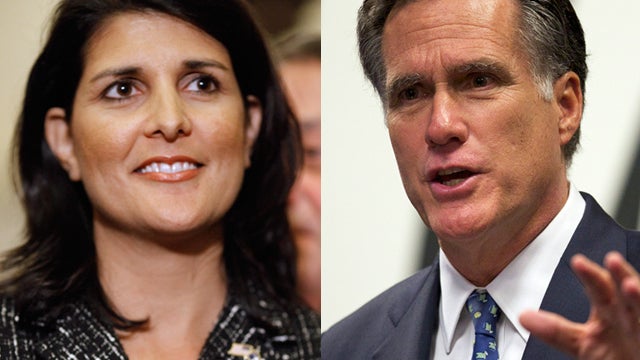 Nikki Haley and Mitt Romney 