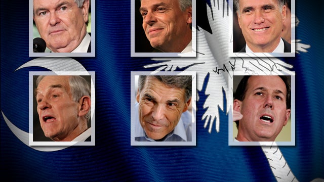 Newt Gingrich, Jon Huntsman, Ron Paul, Rick Perry, Mitt Romney, Rick Santorum 
