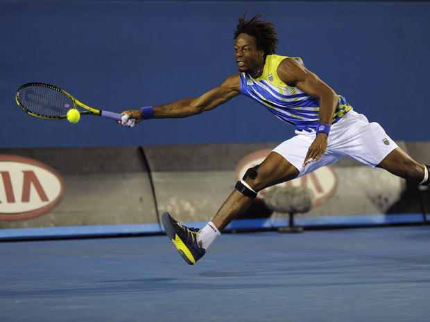Gael Monfils reaches out for a return 