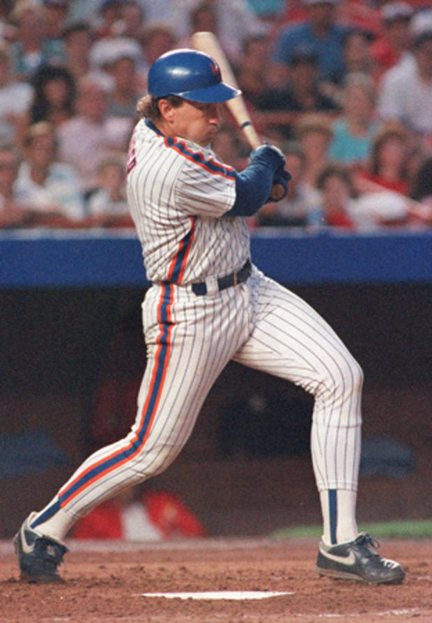 Gary Carter drives a double to center field  