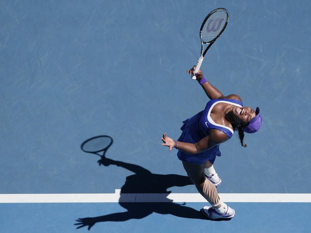 Serena Williams yells in frustration 