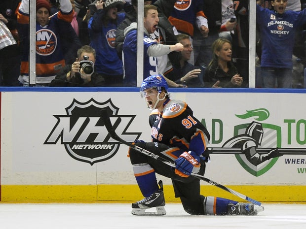 John Tavares celebrates his goal 